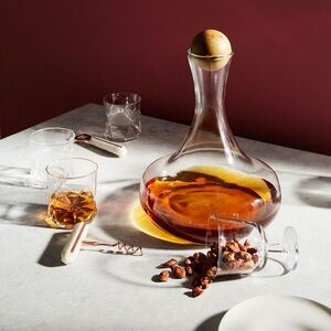 Glass Decanter with Wood Stopper